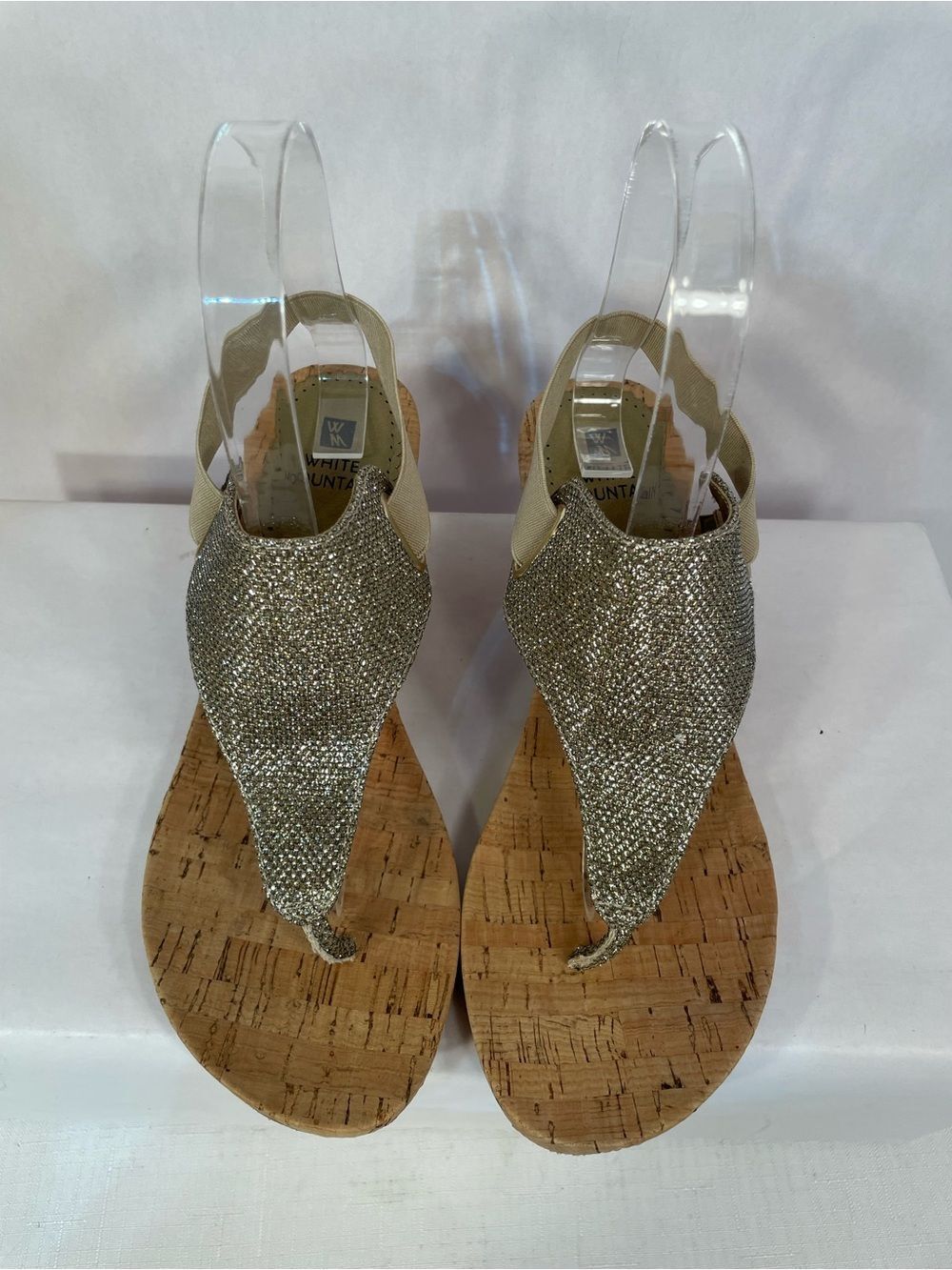 Silver Glitter Cork Thong Sandals - Women - Picture 4 of 8